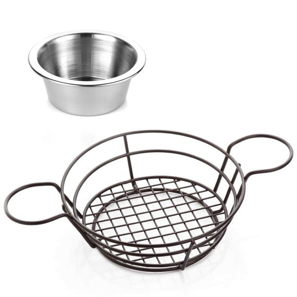 (5 Stück) Fingerfood Korb mit Diptassen - Ø 210mm