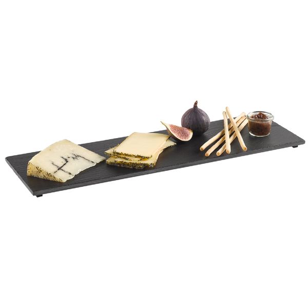 (6 Stück) Naturschieferplatte - GN 2/4 - VALO - 530x162mm - Schwarz