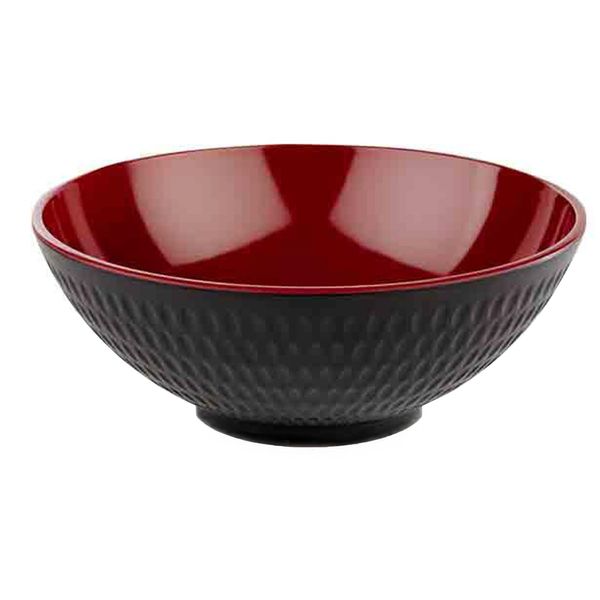 (6 Stück) Schale - ASIA PLUS - Melamin - 1,1 Liter - Ø 200mm - Schwarz/Rot