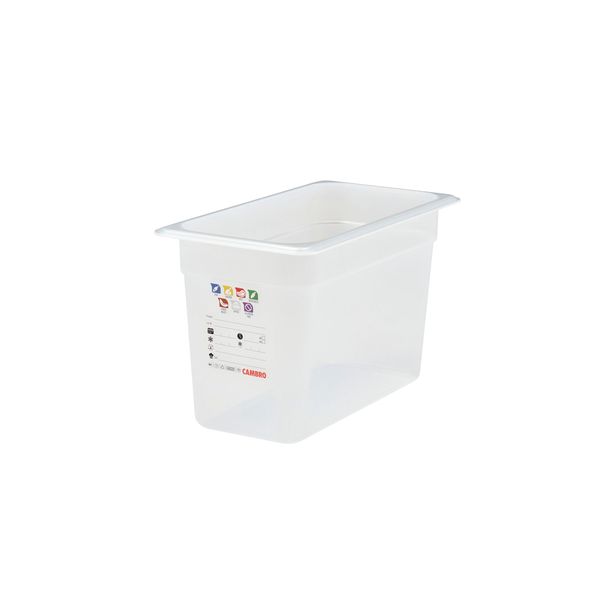 (6 Stück) CAMBRO | SafeTrak - Polypropylen-Behälter GN 1/3 - Milchig - Höhe: 200mm