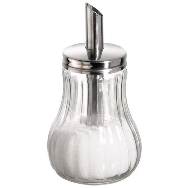 (6 Stück) Zuckerdosierer - Glas - 250ml - mit Dosierrohr