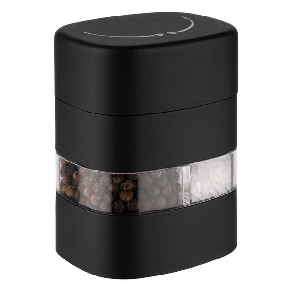 (6 Stück) 2in1 Salz & Pfeffermühle - Kunststoff - Höhe: 80mm - Schwarz