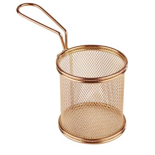 (6 Stück) Servier Frittierkorb - SNACKHOLDER - Edelstahl - Ø 90mm - Kupfer