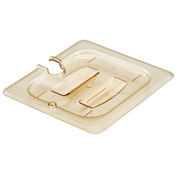 (6 Stück) CAMBRO | H-PAN™ -  Hitzebeständige Deckel GN 1/6 - mit Kerbe & Griff - Bernstein