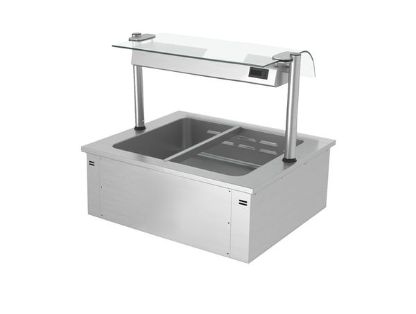 Einbau Bain-Marie - 800mm - 2x GN 1/1 - 1,46 kW - mit Glas-Hustenschutz