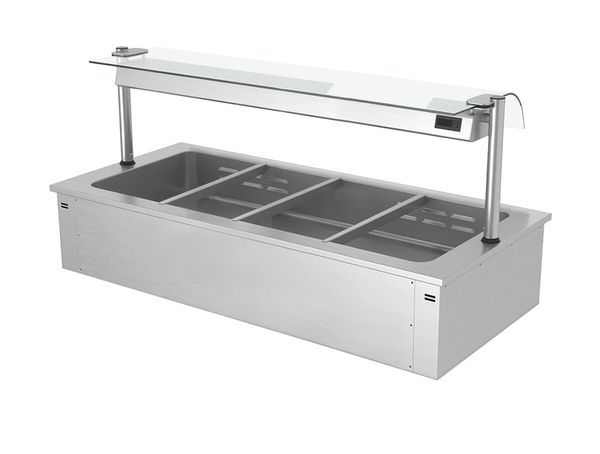 Einbau Bain-Marie - 1500mm - 4x GN 1/1 - 2,92 kW - mit Glas-Hustenschutz