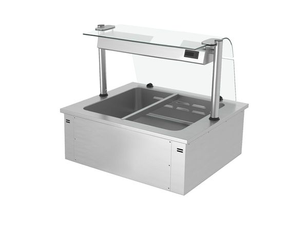 Einbau Bain-Marie - 800mm - 2x GN 1/1 - 1,46 kW - mit Glas-Hustenschutz