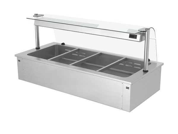 Einbau Bain-Marie - 1500mm - 4x GN 1/1 - 2,92 kW - mit Glas-Hustenschutz