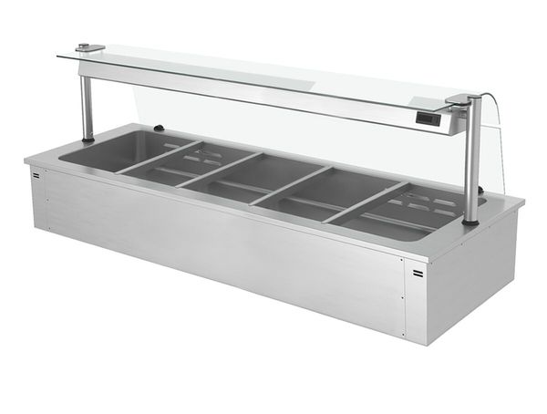 Einbau Bain-Marie - 1800mm - 5x GN 1/1 - 3,65 kW - mit Glas-Hustenschutz