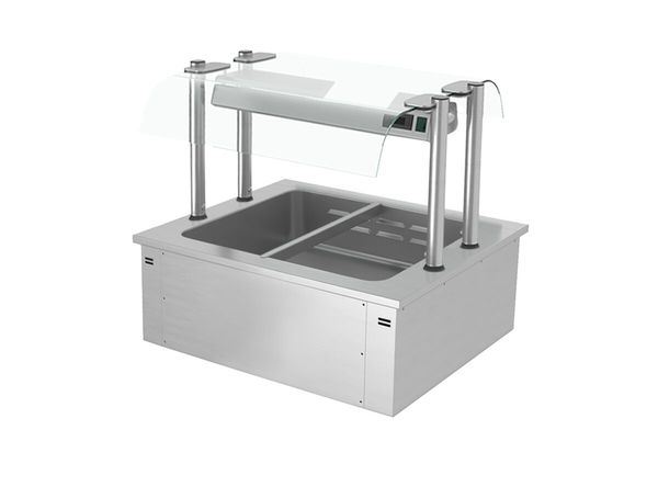 Einbau Bain-Marie - 800mm - 2x GN 1/1 - 1,71 kW - mit Glas-Hustenschutz