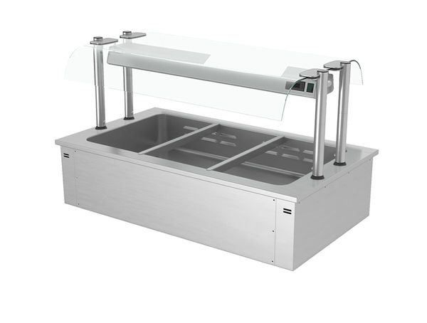 Einbau Bain-Marie - 1000mm - 3x GN 1/1 - 2,19 kW - mit Glas-Hustenschutz
