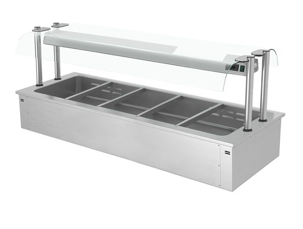 Einbau Bain-Marie - 1800mm - 5x GN 1/1 - 4,1 kW - mit Glas-Hustenschutz