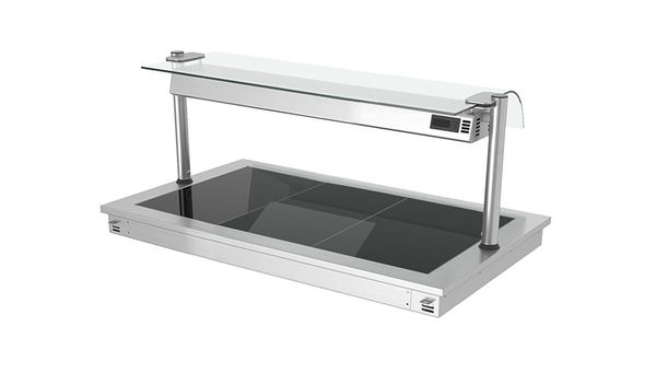 Einbau Warmhalteplatte - 1000mm - 3x GN 1/1 - 1,35 kW - mit Glas-Hustenschutz