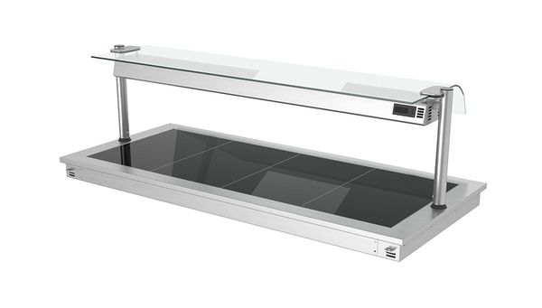 Einbau Warmhalteplatte - 1500mm - 4x GN 1/1 - 1,8 kW - mit Glas-Hustenschutz