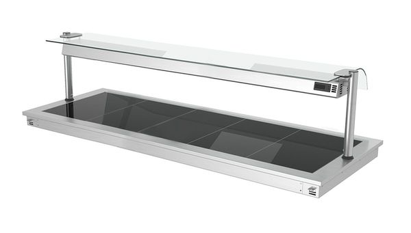 Einbau Warmhalteplatte - 1800mm - 5x GN 1/1 - 2,25 kW - mit Glas-Hustenschutz