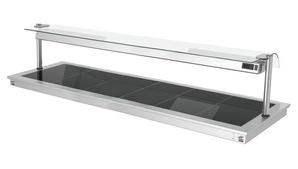 Einbau Warmhalteplatte - 2100mm - 6x GN 1/1 - 2,7 kW - mit Glas-Hustenschutz