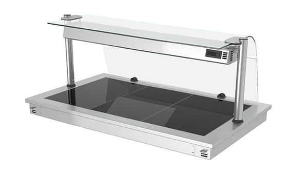 Einbau Warmhalteplatte - 1000mm - 3x GN 1/1 - 1,35 kW - mit Glas-Hustenschutz