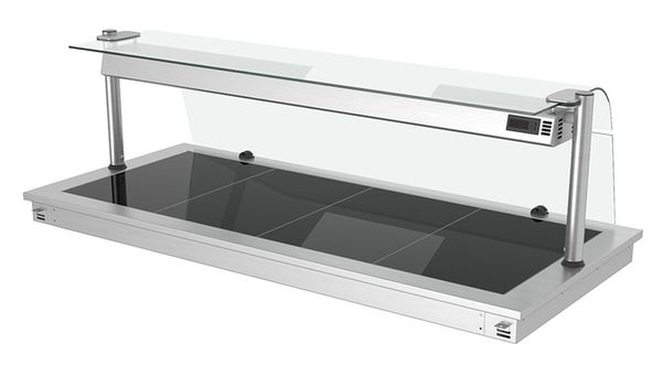 Einbau Warmhalteplatte - 1500mm - 4x GN 1/1 - 1,8 kW - mit Glas-Hustenschutz