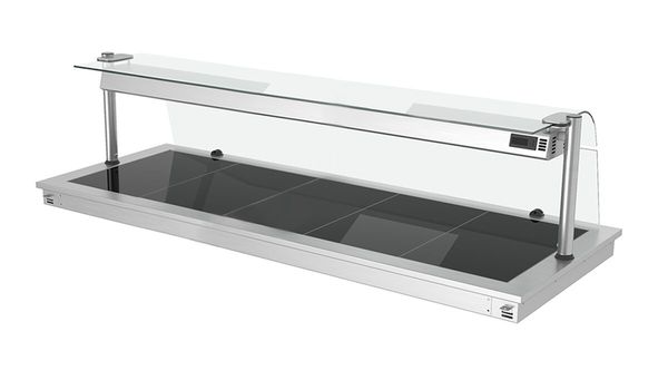 Einbau Warmhalteplatte - 1800mm - 5x GN 1/1 - 2,25 kW - mit Glas-Hustenschutz