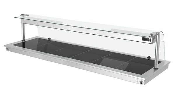 Einbau Warmhalteplatte - 2100mm - 6x GN 1/1 - 2,7 kW - mit Glas-Hustenschutz