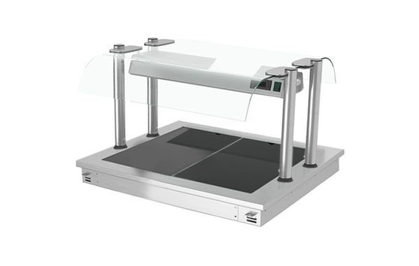 Einbau Warmhalteplatte - 800mm - 2x GN 1/1 - 900 Watt - mit Glas-Hustenschutz