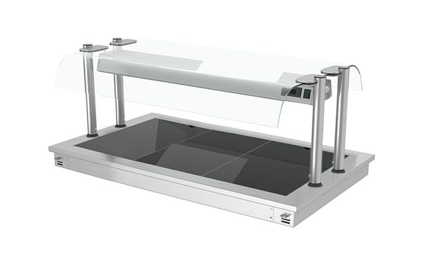 Einbau Warmhalteplatte - 1000mm - 3x GN 1/1 - 1,35 kW - mit Glas-Hustenschutz