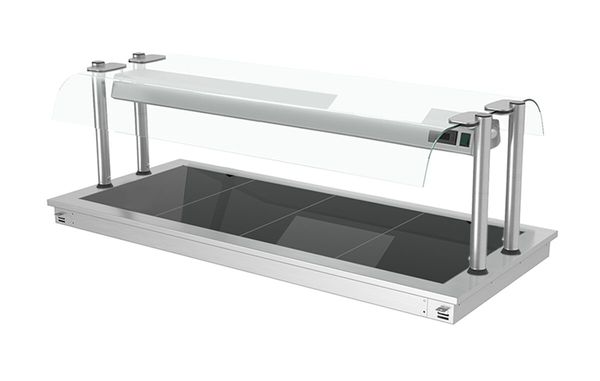 Einbau Warmhalteplatte - 1500mm - 4x GN 1/1 - 1,8 kW - mit Glas-Hustenschutz