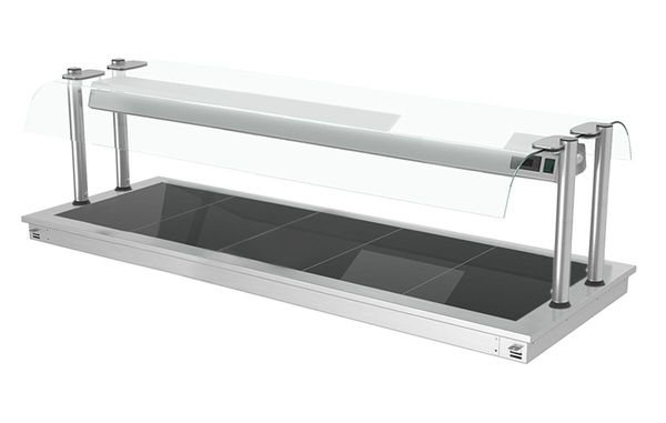 Einbau Warmhalteplatte - 1800mm - 5x GN 1/1 - 2,25 kW - mit Glas-Hustenschutz