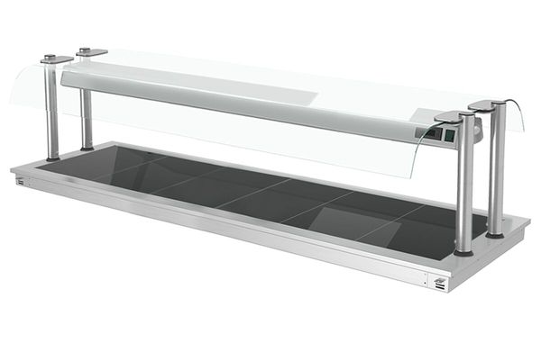 Einbau Warmhalteplatte - 2100mm - 6x GN 1/1 - 2,7 kW - mit Glas-Hustenschutz