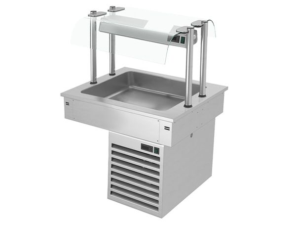 Einbau Kühlwanne - 800mm - +2 bis +8 °C - 2x GN 1/1 - 190 Watt - mit Glas-Hustenschutz