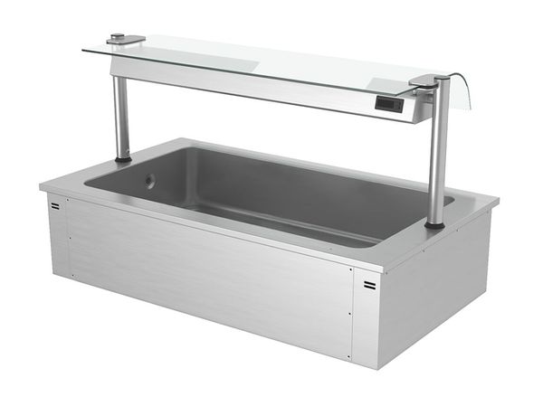 Einbau Eiswanne - 1500mm - 4x GN 1/1 - 160 Liter - mit Glas-Hustenschutz