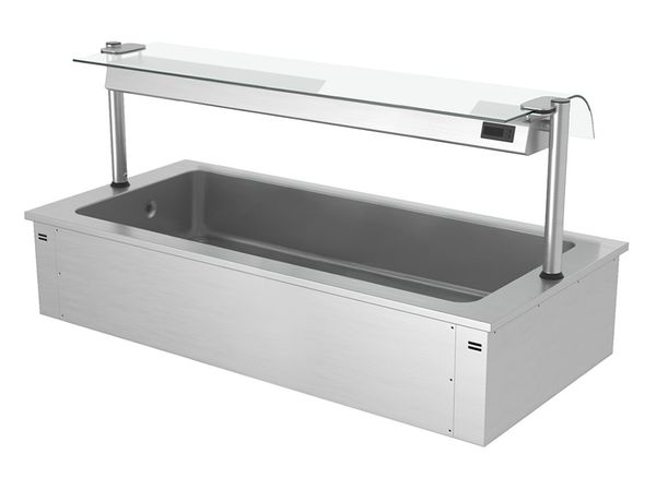 Einbau Eiswanne - 1800mm - 5x GN 1/1 - 200 Liter - mit Glas-Hustenschutz