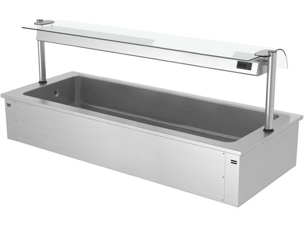 Einbau Eiswanne - 2100mm - 6x GN 1/1 - 250 Liter - mit Glas-Hustenschutz