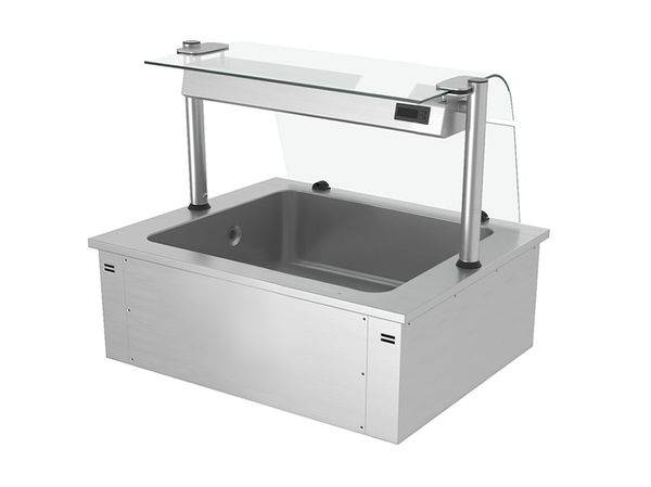 Einbau Eiswanne - 800mm - 2x GN 1/1 - 90 Liter - mit Glas-Hustenschutz