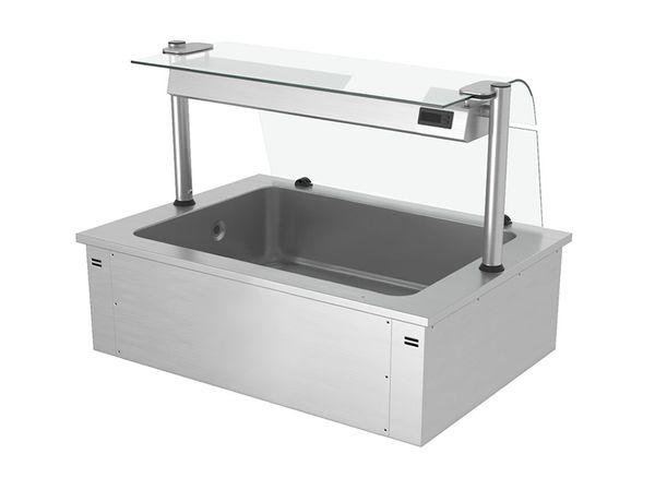 Einbau Eiswanne - 1000mm - 3x GN 1/1 - 130 Liter - mit Glas-Hustenschutz