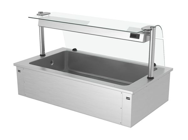 Einbau Eiswanne - 1500mm - 4x GN 1/1 - 160 Liter - mit Glas-Hustenschutz