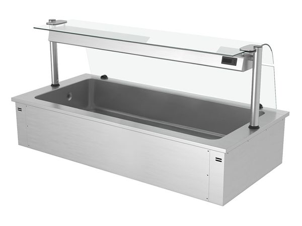 Einbau Eiswanne - 1800mm - 5x GN 1/1 - 200 Liter - mit Glas-Hustenschutz
