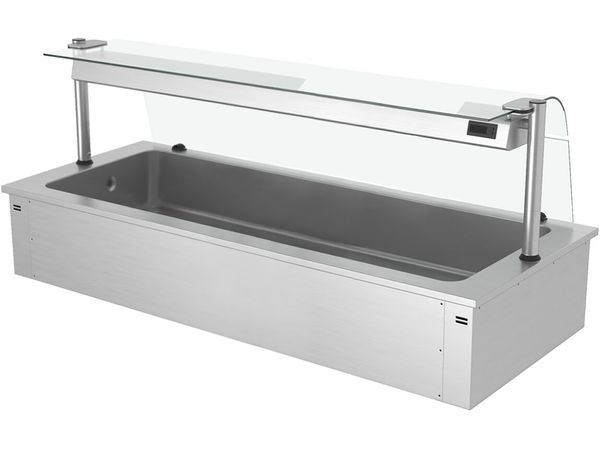 Einbau Eiswanne - 2100mm - 6x GN 1/1 - 250 Liter - mit Glas-Hustenschutz