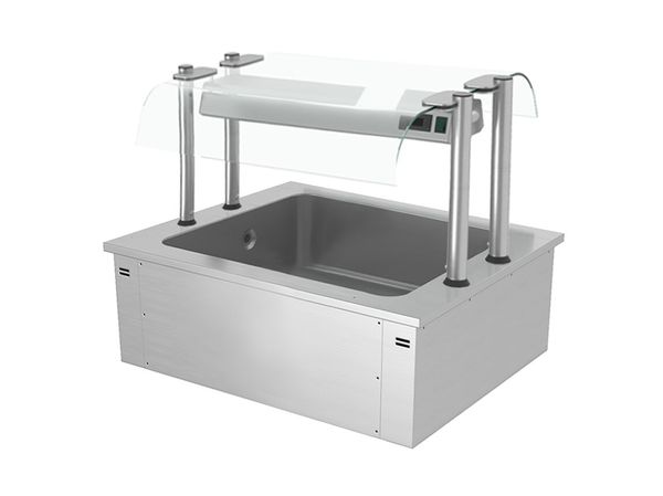 Einbau Eiswanne - 800mm - 2x GN 1/1 - 90 Liter - mit Glas-Hustenschutz