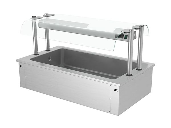 Einbau Eiswanne - 1500mm - 4x GN 1/1 - 160 Liter - mit Glas-Hustenschutz