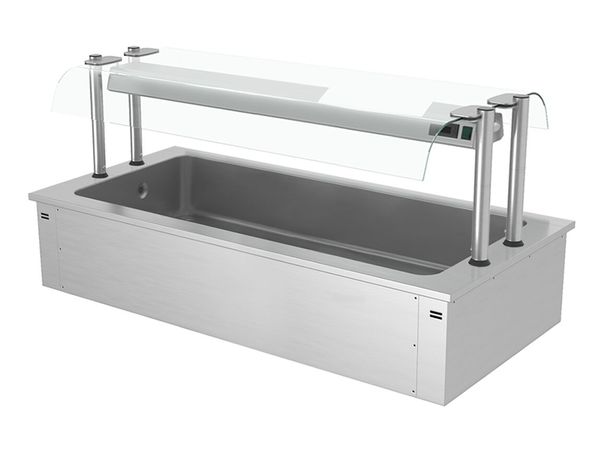 Einbau Eiswanne - 1800mm - 5x GN 1/1 - 200 Liter - mit Glas-Hustenschutz