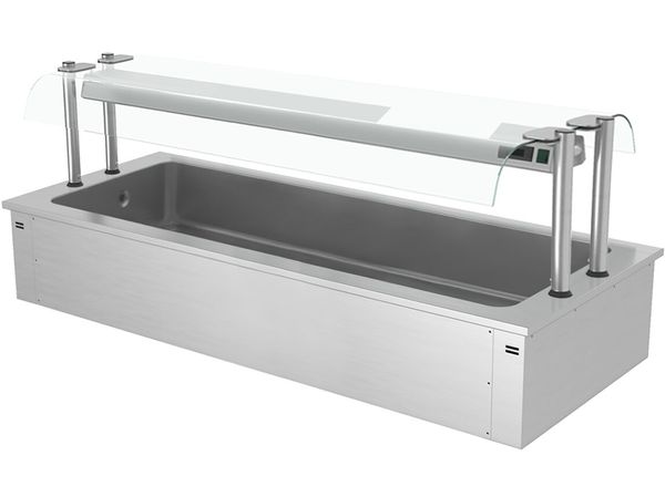 Einbau Eiswanne - 2100mm - 6x GN 1/1 - 250 Liter - mit Glas-Hustenschutz