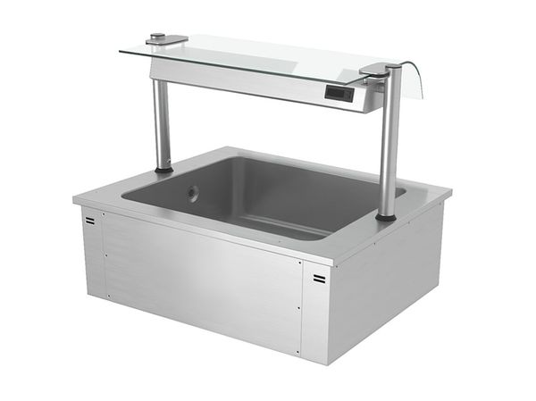 Einbau Eiswanne - 800mm - 2x GN 1/1 - 90 Liter - mit Glas-Hustenschutz