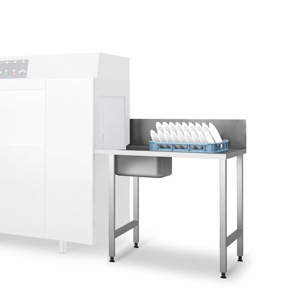 Zulauftisch - 1300mm - Anbau rechts - mit 1 Becken & Müllabwurfschacht - für KSS118