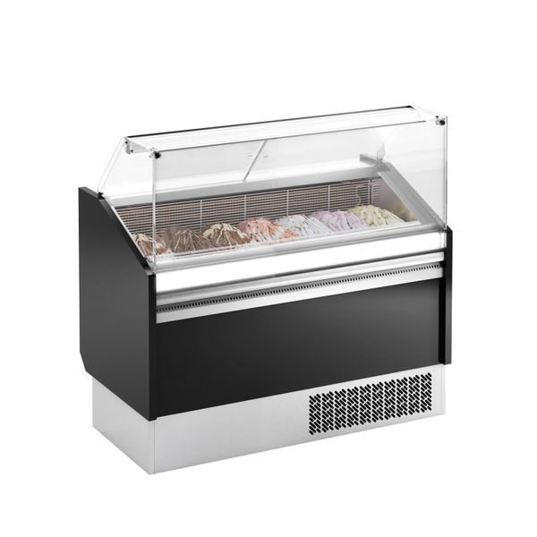 Eistheke LEVI - 1310mm - Statisch - für 7+7x 5 Liter Eisbehälter - Schwarz