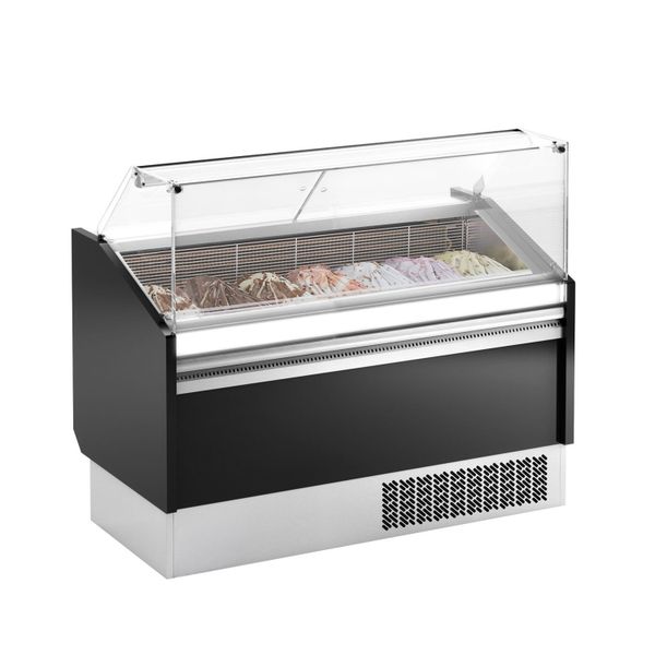 Eistheke LEVI - 1620mm - Statisch - für 9+9x 5 Liter Eisbehälter - Schwarz