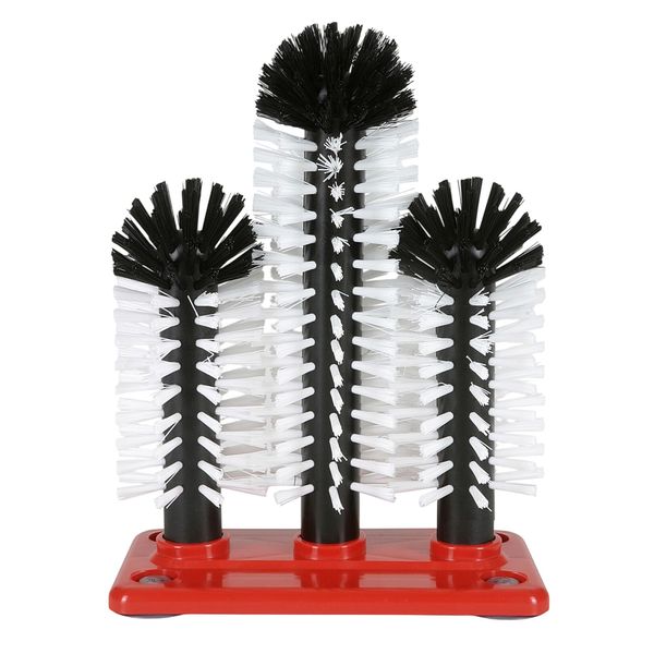 (2 Stück) FUCHS | DELFIN® Gläser-Spülbürste - 2x180mm + 1x240mm - mit Kunststoffbodenplatte - 1-2-3