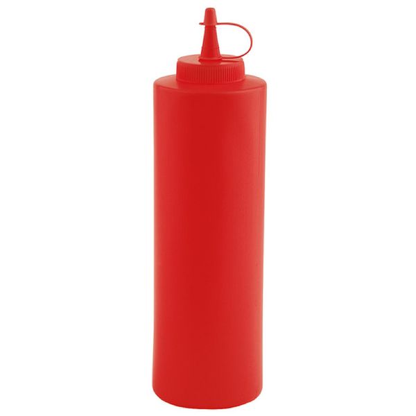 (6 Stück) Quetschflasche - PET - 650ml - Ø 65mm - mit Verschlusskappe - Rot