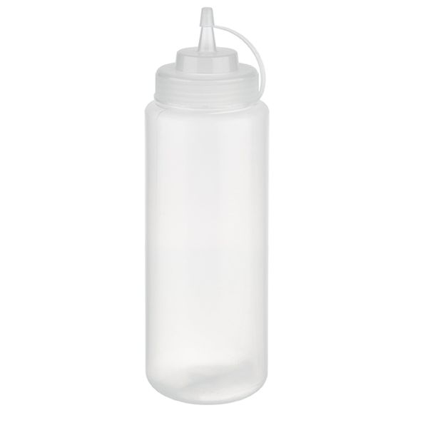 (6 Stück) Quetschflasche - PET - 1020ml - Ø 80mm - mit Schraubdeckel & Verschlusskappe