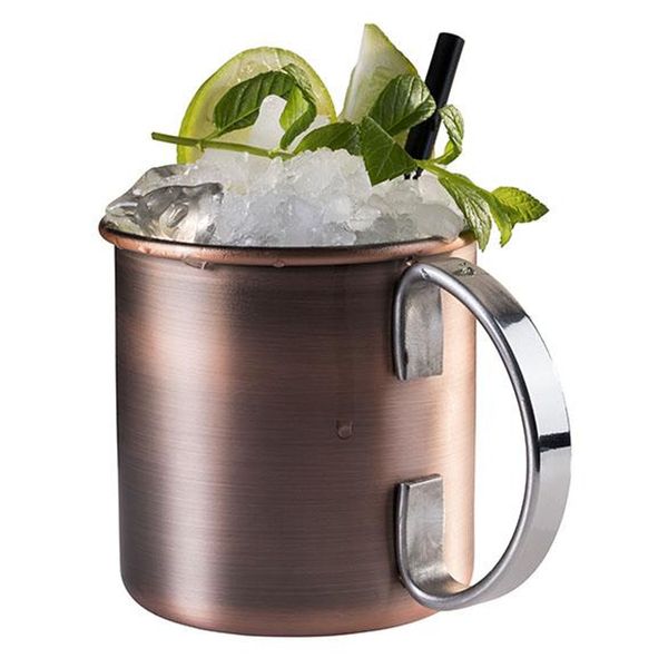 (6 Stück) Becher - MOSCOW MULE - 450ml - Antik-Kupfer - mit Chrom-Henkel